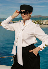 Bluse ROBIN White - Bluse mit abnehmbaren Schluppe